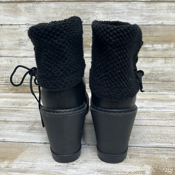 Timberland Kellis Mid Height Lace up Boot Sz 9.5 B Leather Fabric Wedge Utility - Picture 3 of 11